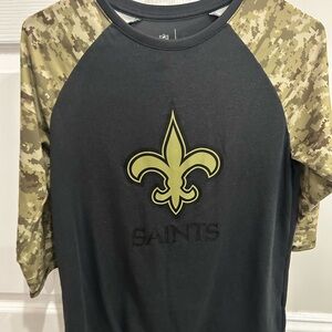 Nike Dry Fit New Orleans Saints 3/4 sleeve. Black Camouflage Shirt. Size medium